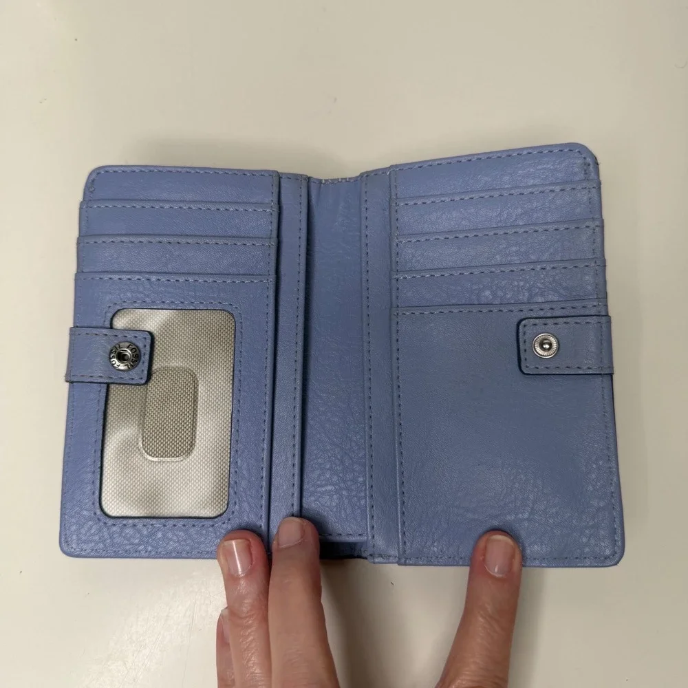 Fossil Liza Bifold Wallet Womens Light Lilac Croc Embossed‎ Leather Classic OS